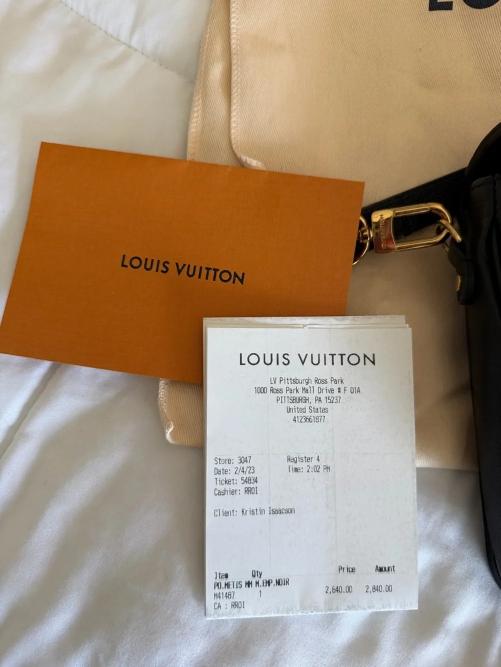 Louis Vuitton Black Embossed Monogram Pochette Métis bag with gold hardware - Picture 12 of 16